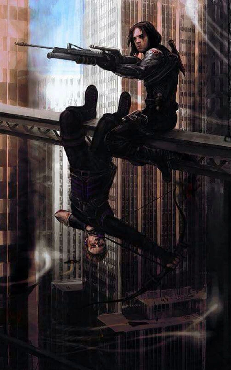 Winter Soldier And Hawkeye Fanart - HD Wallpaper 