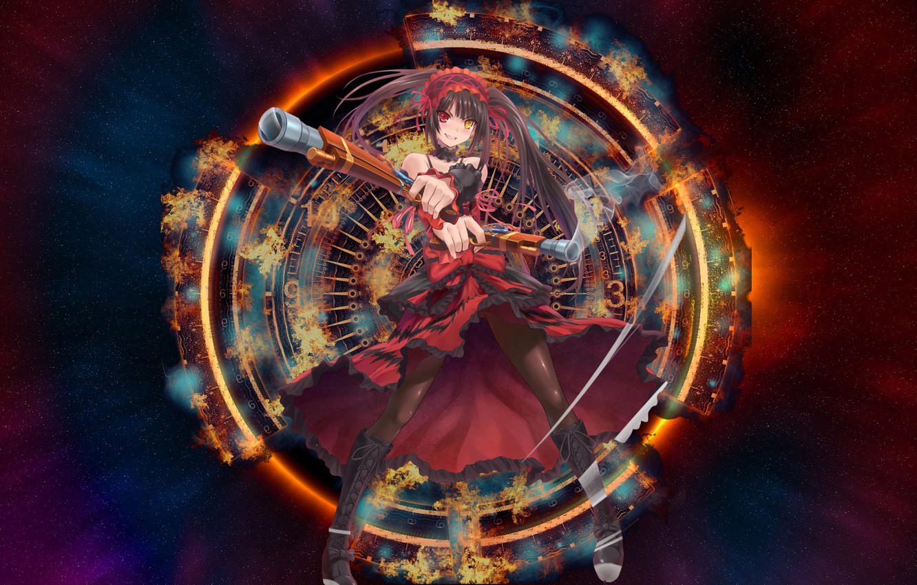 Photo Wallpaper Girl, Weapons, Round, Art, Date A Live - Hình Nền Kurumi - HD Wallpaper 