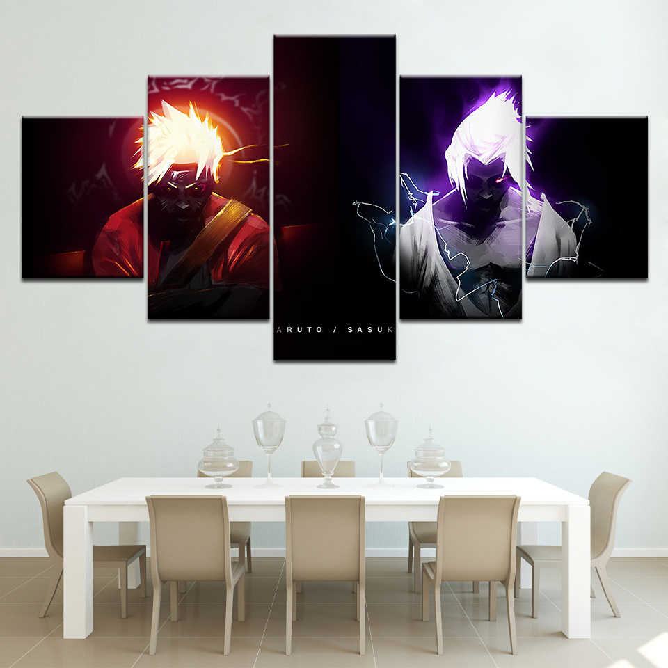 Naruto Vs Sasuke Wallpaper 5 Piece Canvas Wallpapers - Painting - HD Wallpaper 