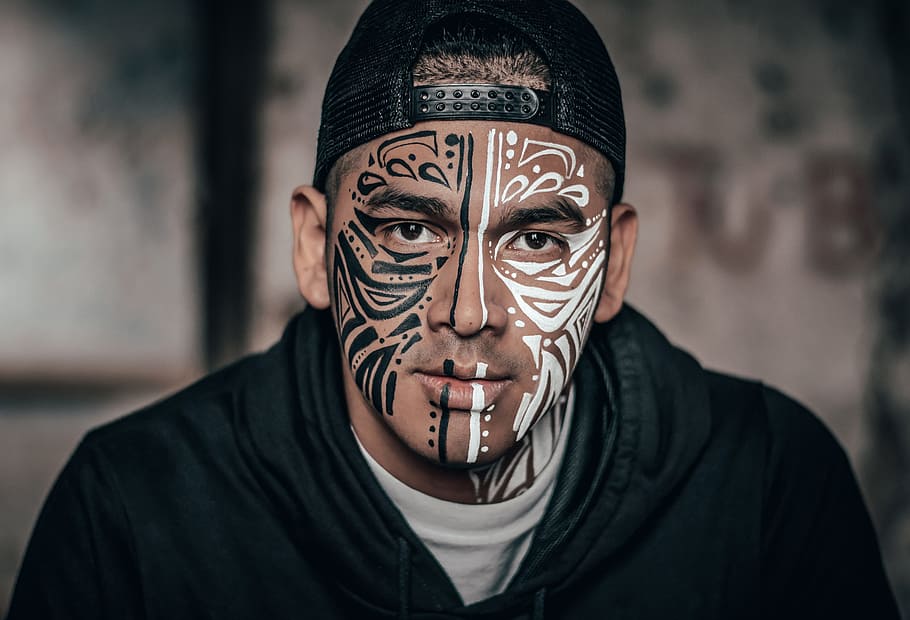 Face Tribal Tattoo Male - HD Wallpaper 