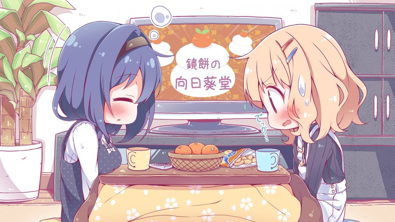 Furutani Himawari, Kotatsu, Oomuro Sakurako, Yuri Yuri, - Anime - HD Wallpaper 