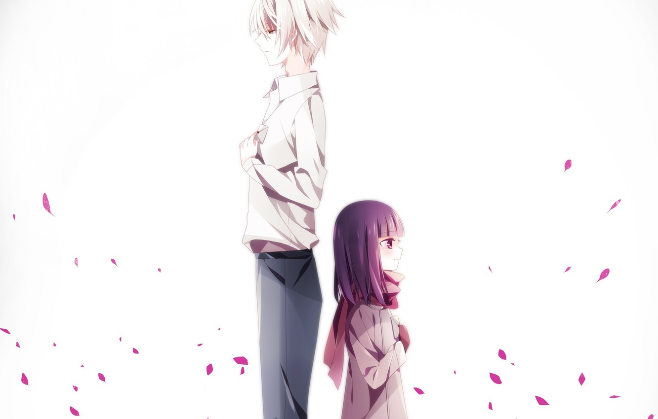 Photo Wallpaper Romance, Petals, Art, Girl, Guy, Letters, - Anime Inu X Boku Secret Service - HD Wallpaper 