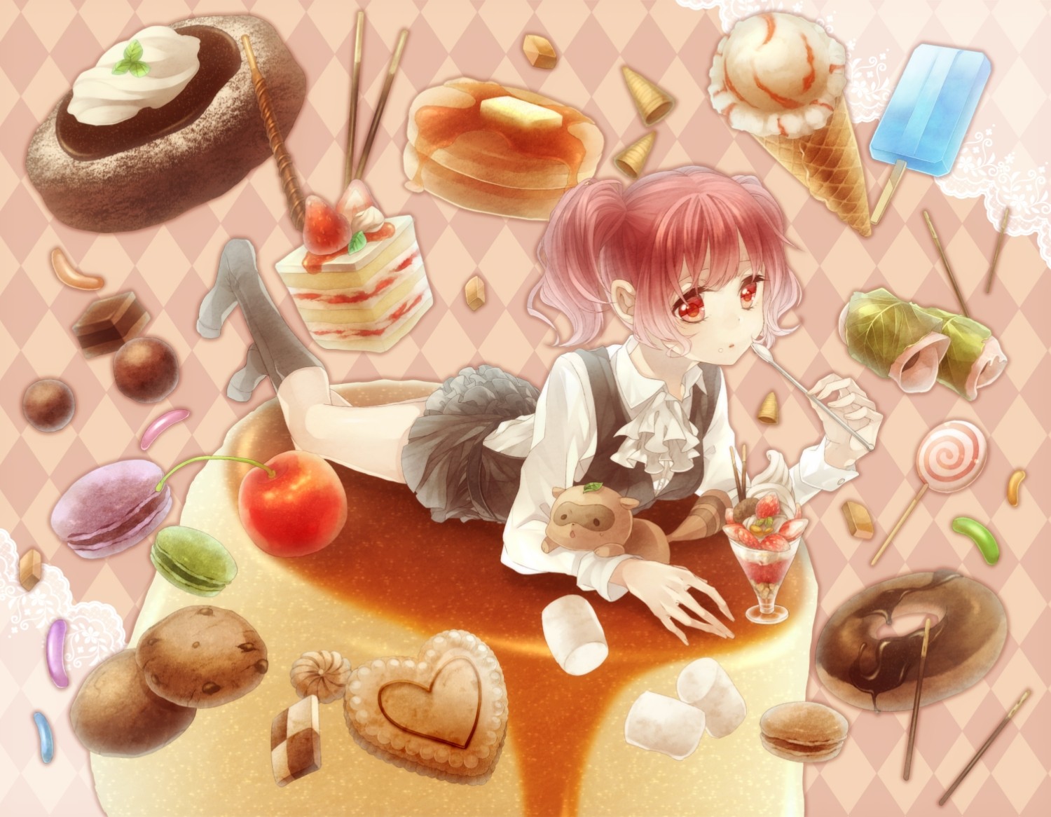 Wallpaper - Inu X Boku Ss Karuta Food - HD Wallpaper 