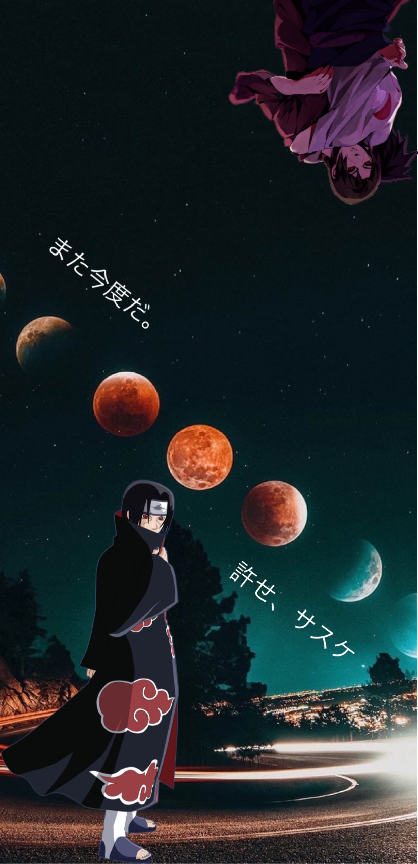#naruto #itachi #uchiha #sasuke #wallpaper #freetoedit - Moonlight - HD Wallpaper 