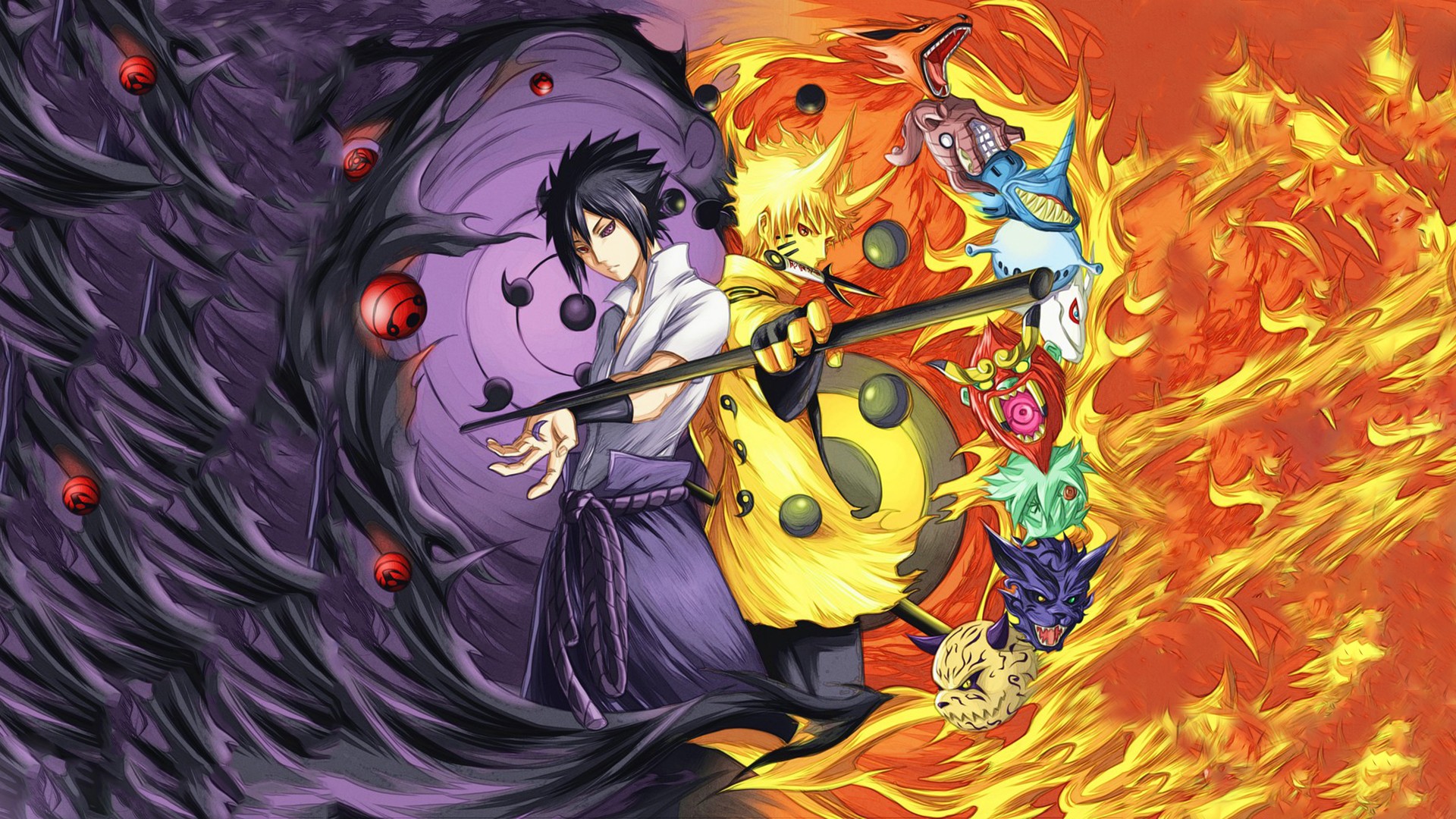 Naruto Vs Sasuke - HD Wallpaper 