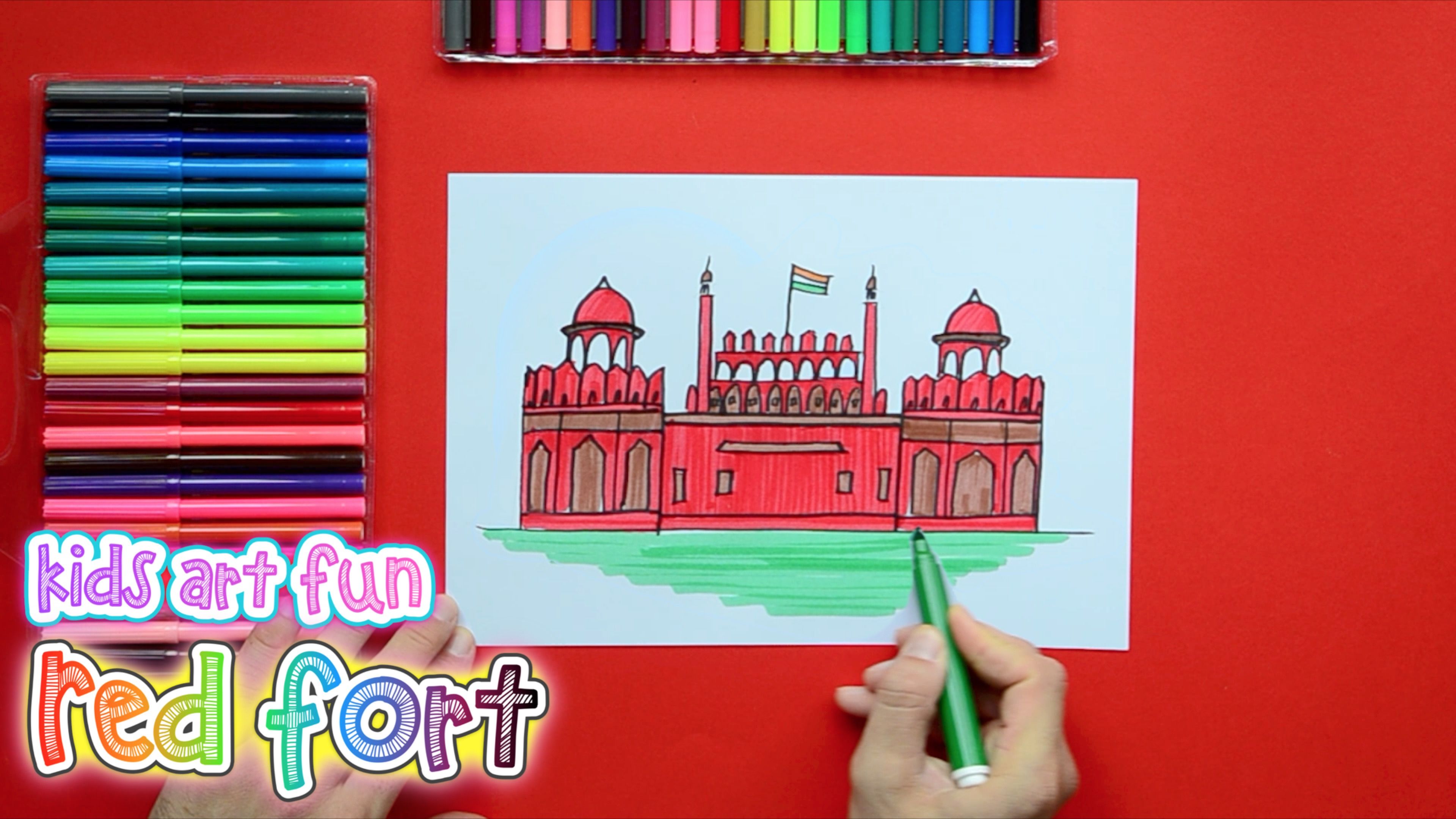 How To Draw And Color The Red Fort, Delhi In 2020 - World Heritage Day Ideas - HD Wallpaper 