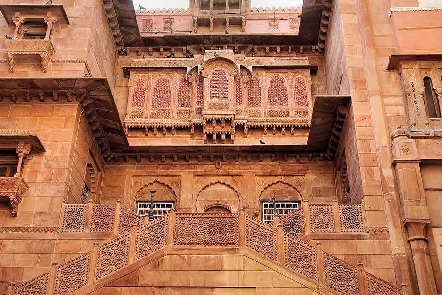 India, Rajastan, Bikaner, Junagarh, Fort, Red Sandstone, - Bikaner - HD Wallpaper 
