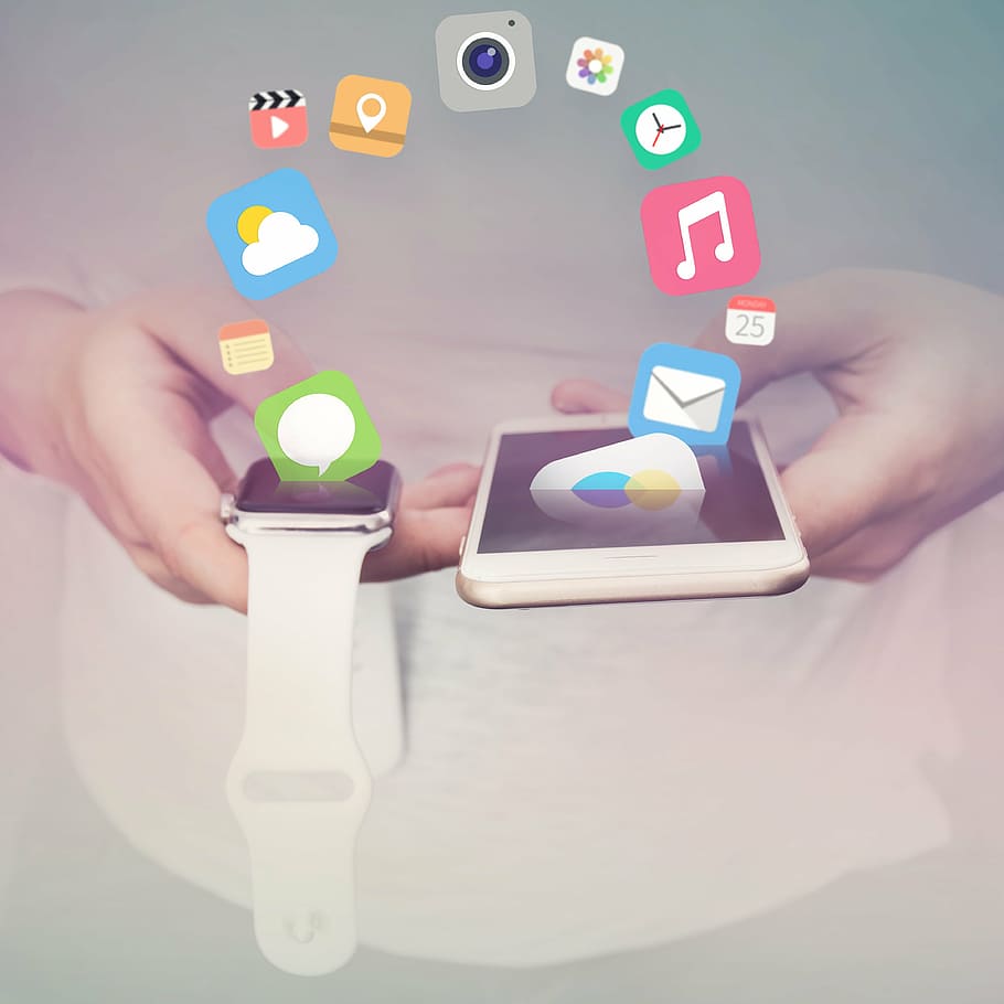 Person Holding Gold Iphone 6 With Silver Apple Watch, - Apple - HD Wallpaper 