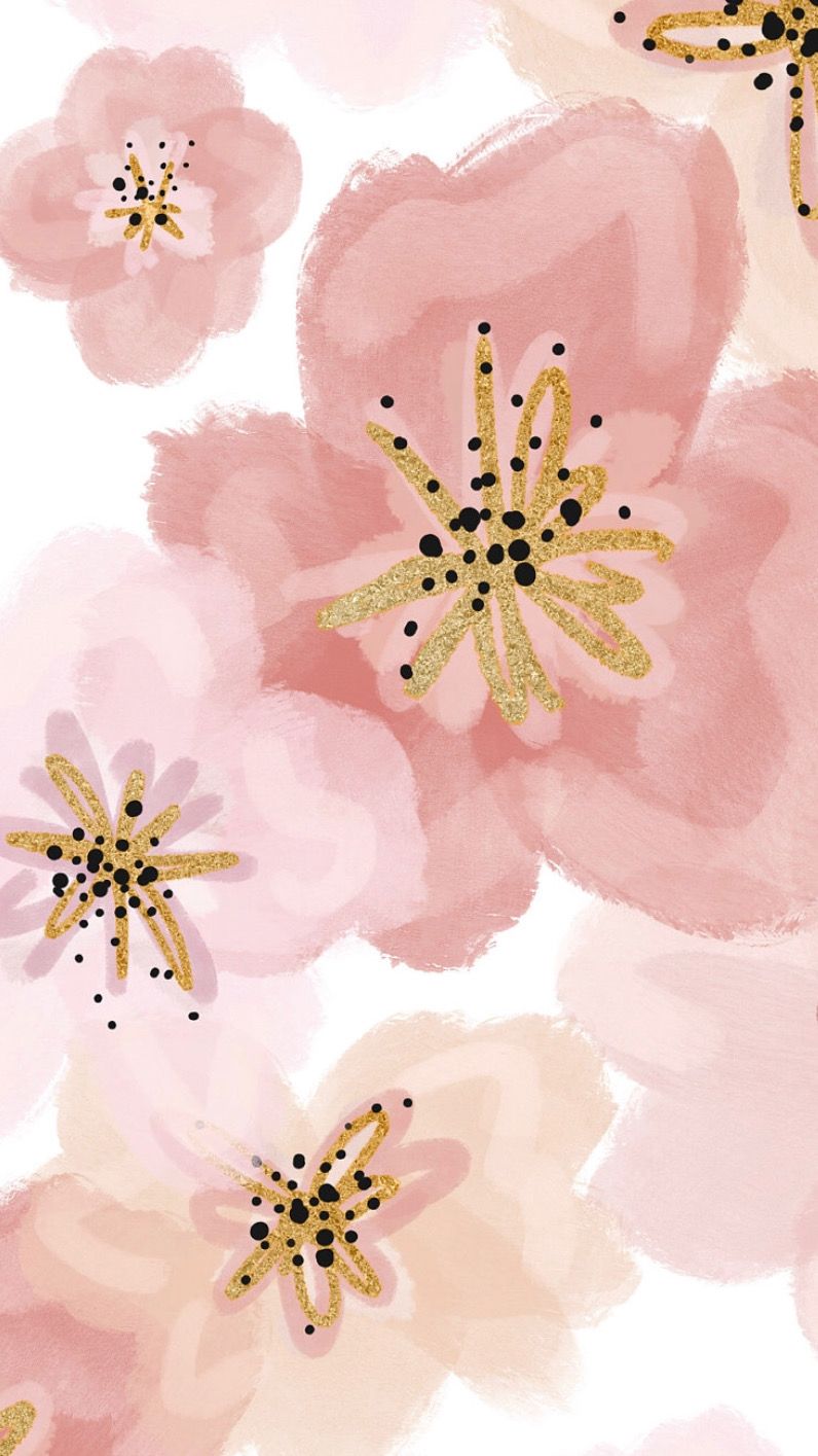 Pink And Gold Floral Background - HD Wallpaper 