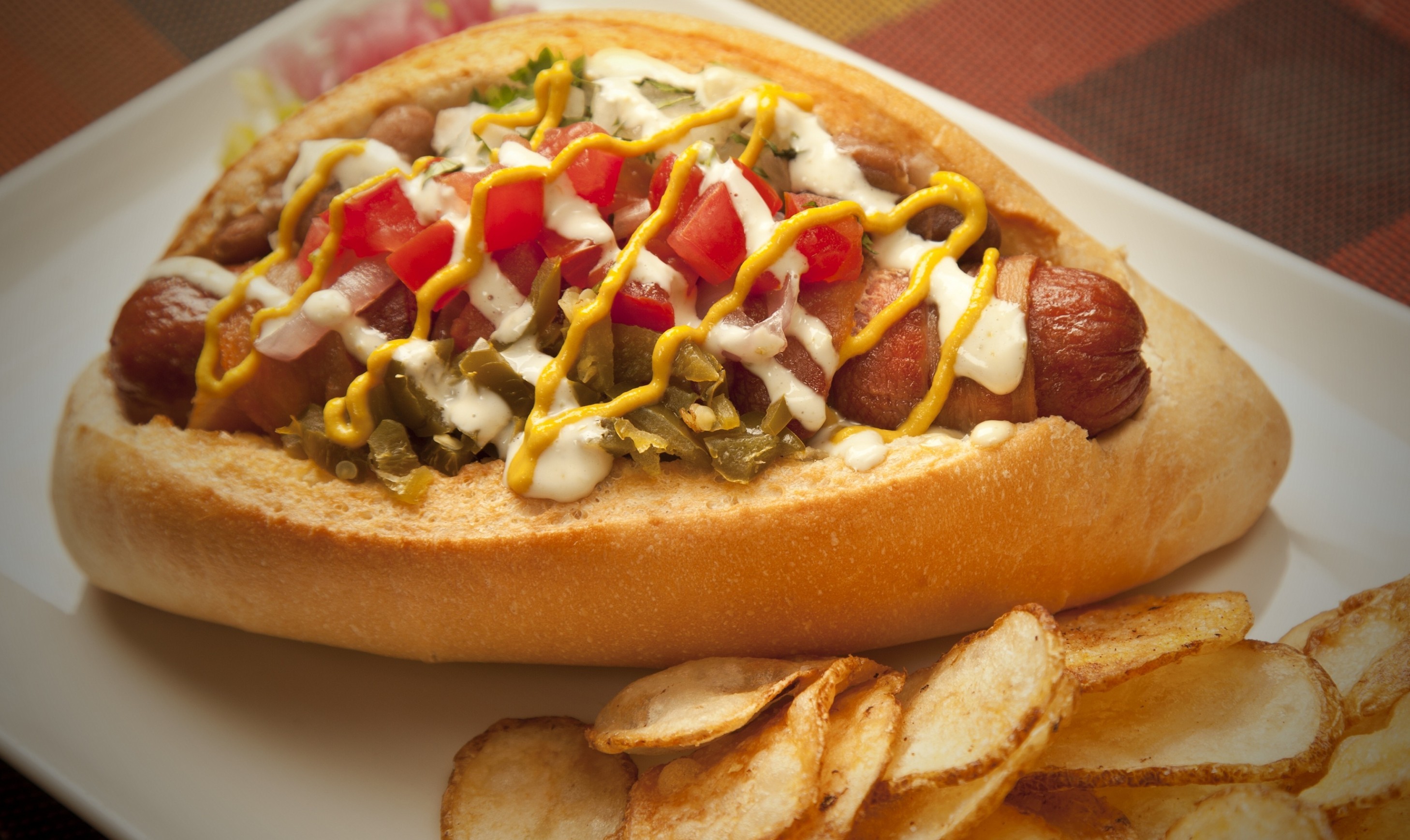 Hot Dog, Vegetables, Fast Food - Hot Dog - HD Wallpaper 