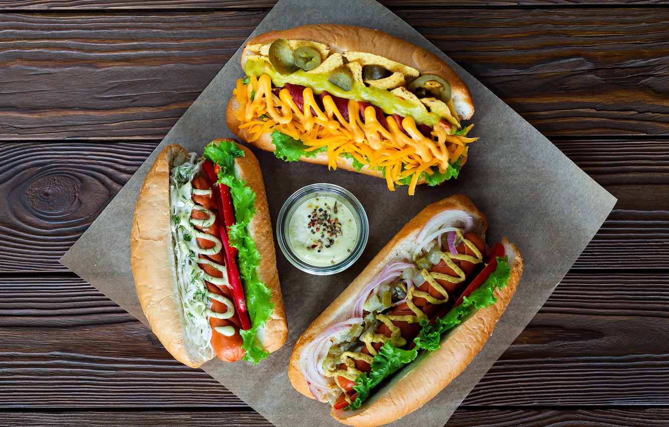 Photo Wallpaper Sausage, Carrot, Sauce, Ketchup, Salad, - Hot Dogs - HD Wallpaper 