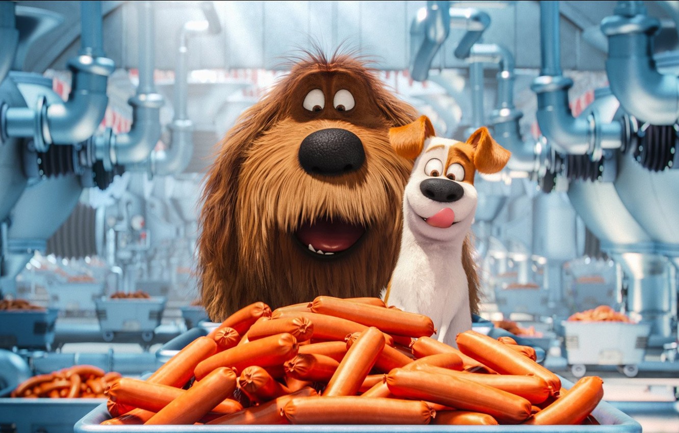 Photo Wallpaper Cinema, Wallpaper, Happy, Food, Dog, - Secret Life Of Pets Sausage Factory - HD Wallpaper 