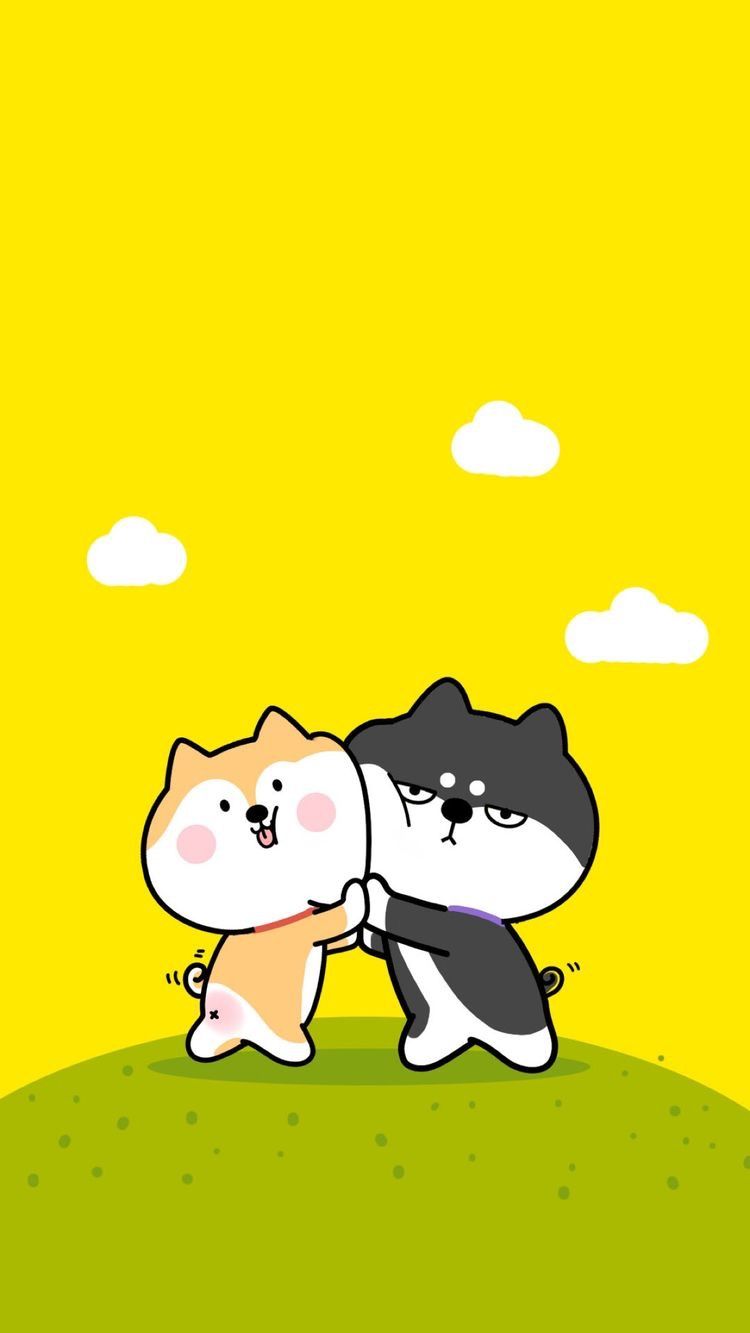 Cute Dog Couple Cartoon - HD Wallpaper 