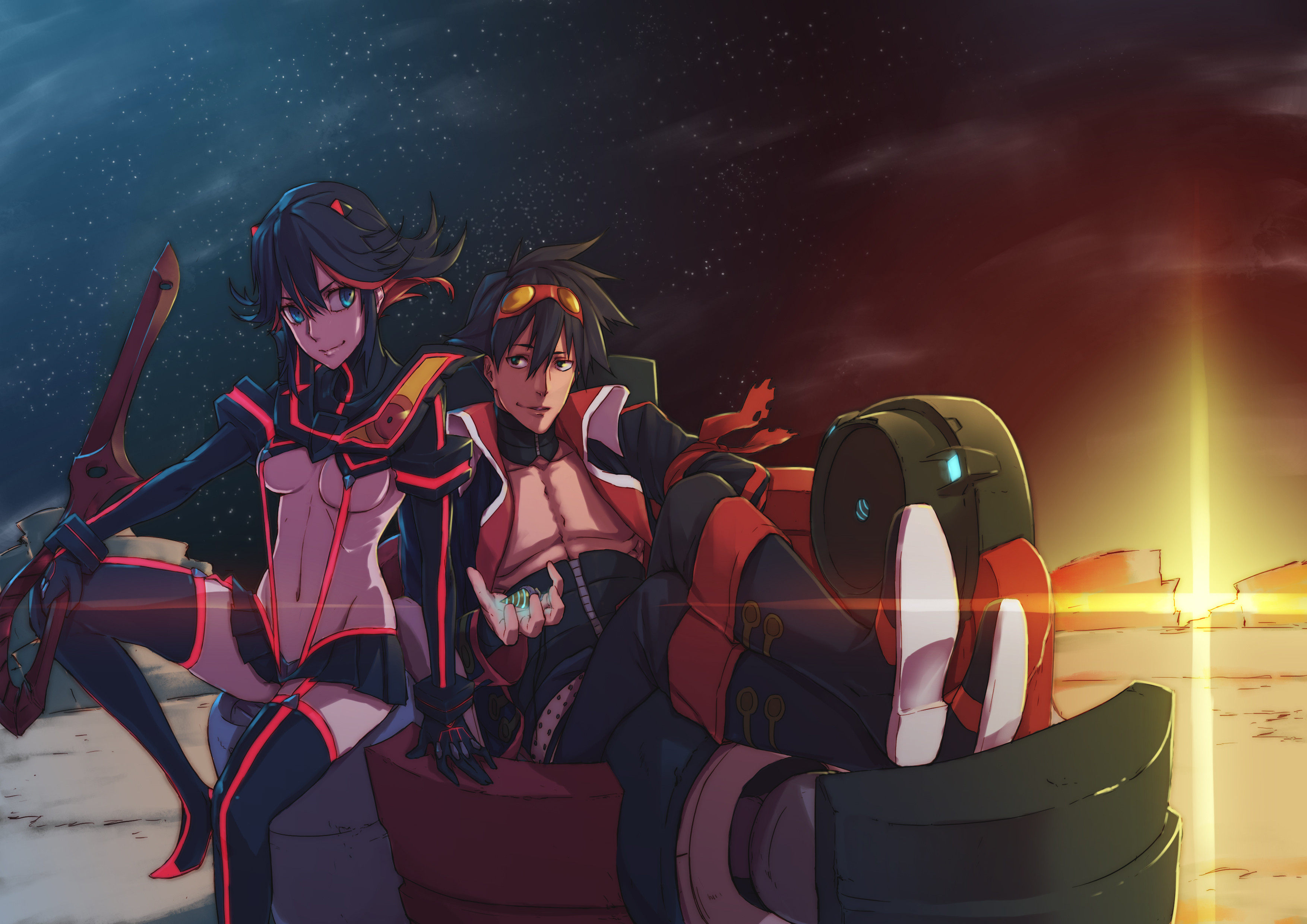 Gurren Lagann Wallpaper Yoko Konachan - Ttgl X Kill La Kill - HD Wallpaper 