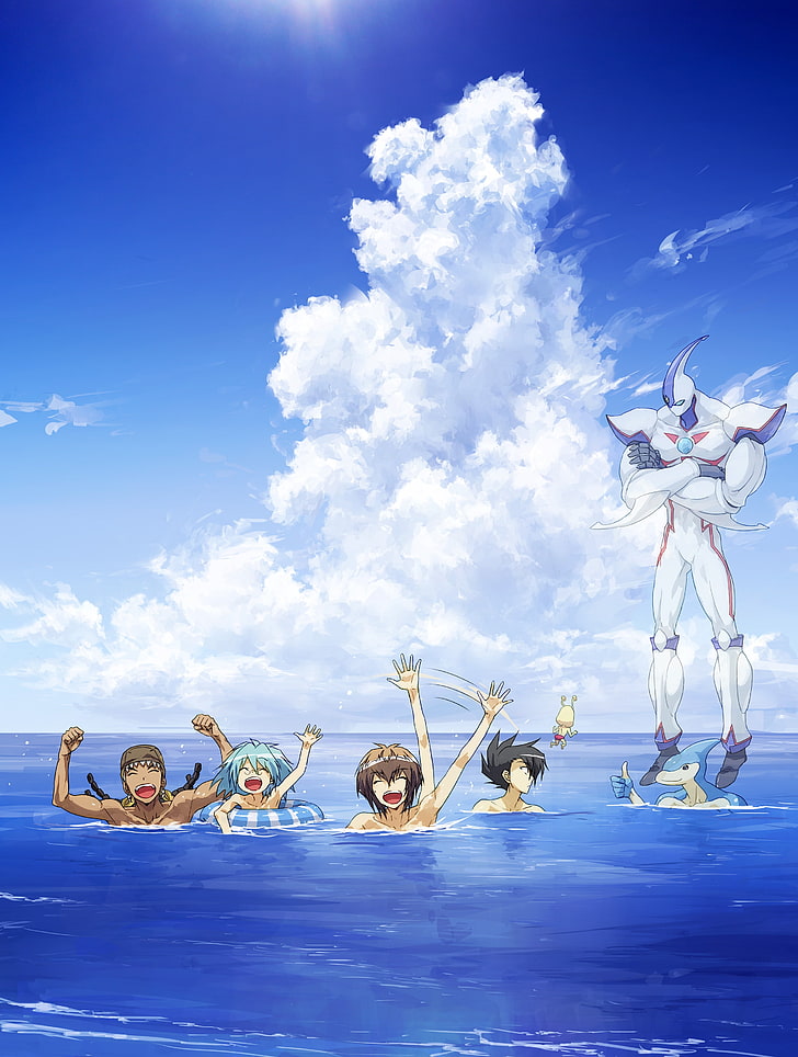 Yu Gi Oh Gx, Sho Marufuji, Jun Manjoume, Neos, Sea, - Yu Gi Oh Gx Neo Spacian Aqua Dolphin - HD Wallpaper 