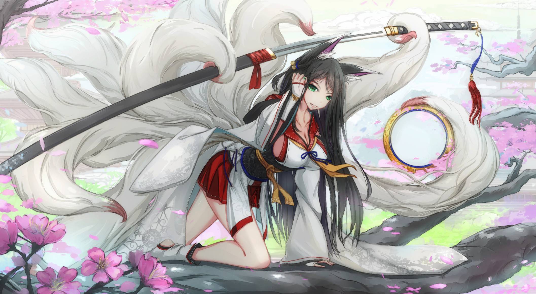 White Hair Kitsune Anime Girl Anime Wallpaper Hd