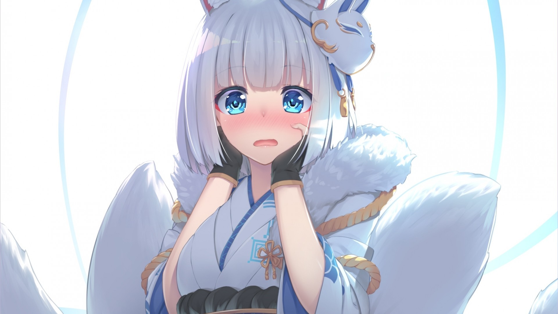 Blue-haired chibi anime girl with fox ears and tail - wide 5