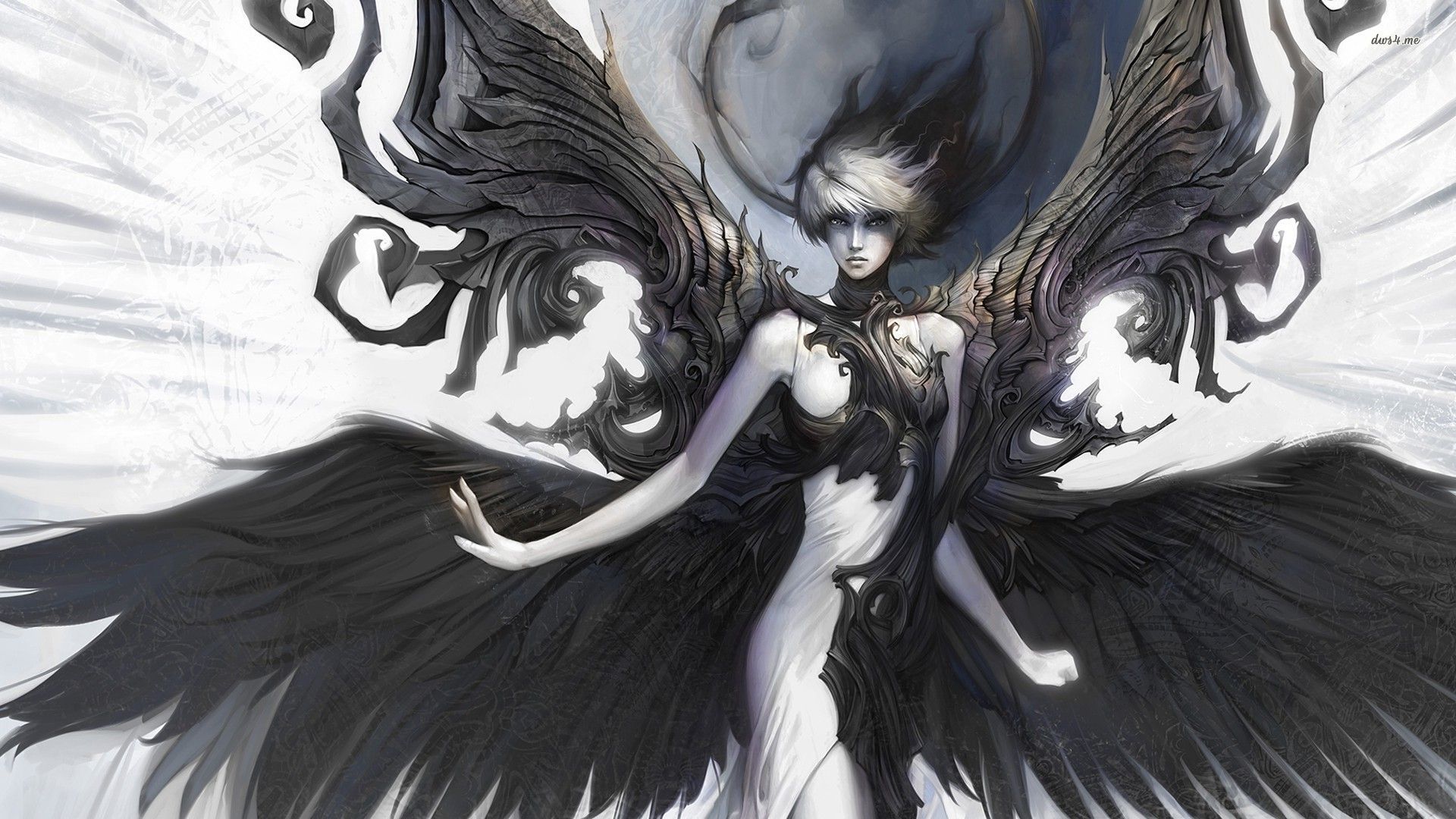 Fantasy Wallpaper Monochrome - HD Wallpaper 