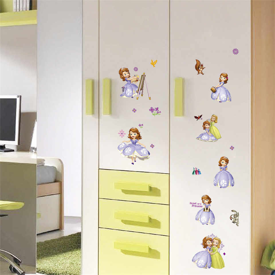 Cute Princess Sofia Wall Stickers For Children Room - Kids Stickers For Wardrobe - HD Wallpaper 