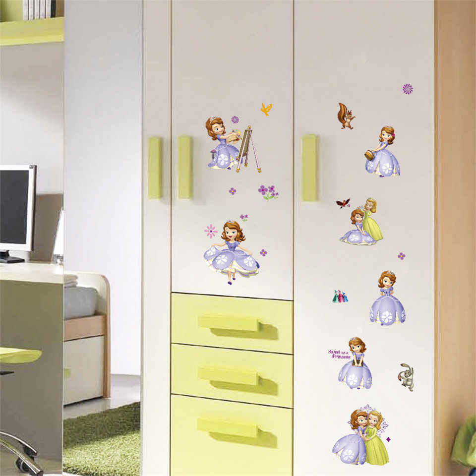 Cute Princess Sofia Wall Stickers For Children Room - Kids Stickers For Wardrobe - HD Wallpaper 
