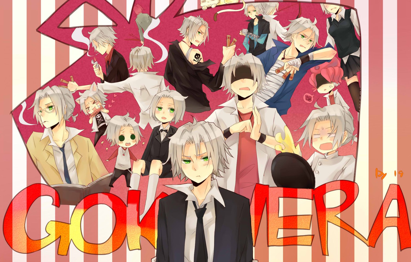 Photo Wallpaper Anime, Art, Guy, Katekyo Hitman Reborn - Gokudera Hayato All Ages - HD Wallpaper 