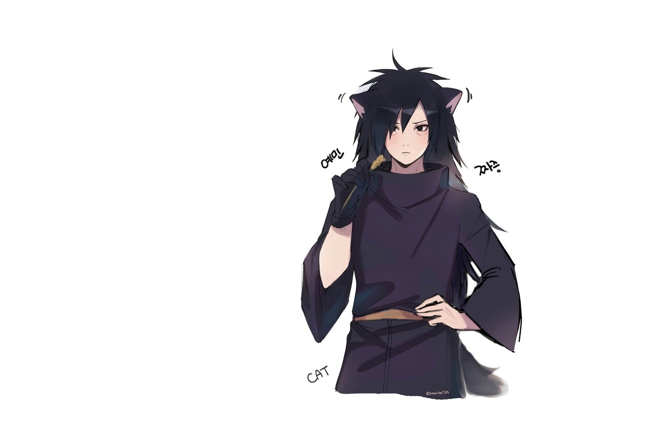 Photo Wallpaper Minimalism, White Background, Guy, - Мадара Кот Арт - HD Wallpaper 