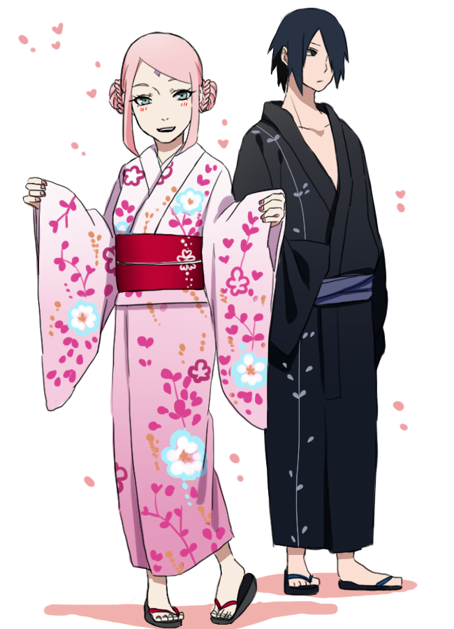 Anime, Yumekoi, Naruto, Uchiha Sasuke, Haruno Sakura, - Uchiha Clan Kimono - HD Wallpaper 