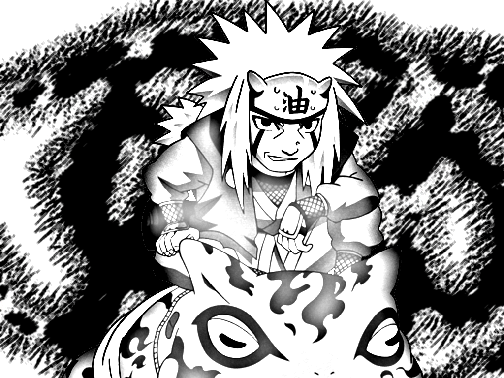 Jiraiya Sennin Black And White - HD Wallpaper 