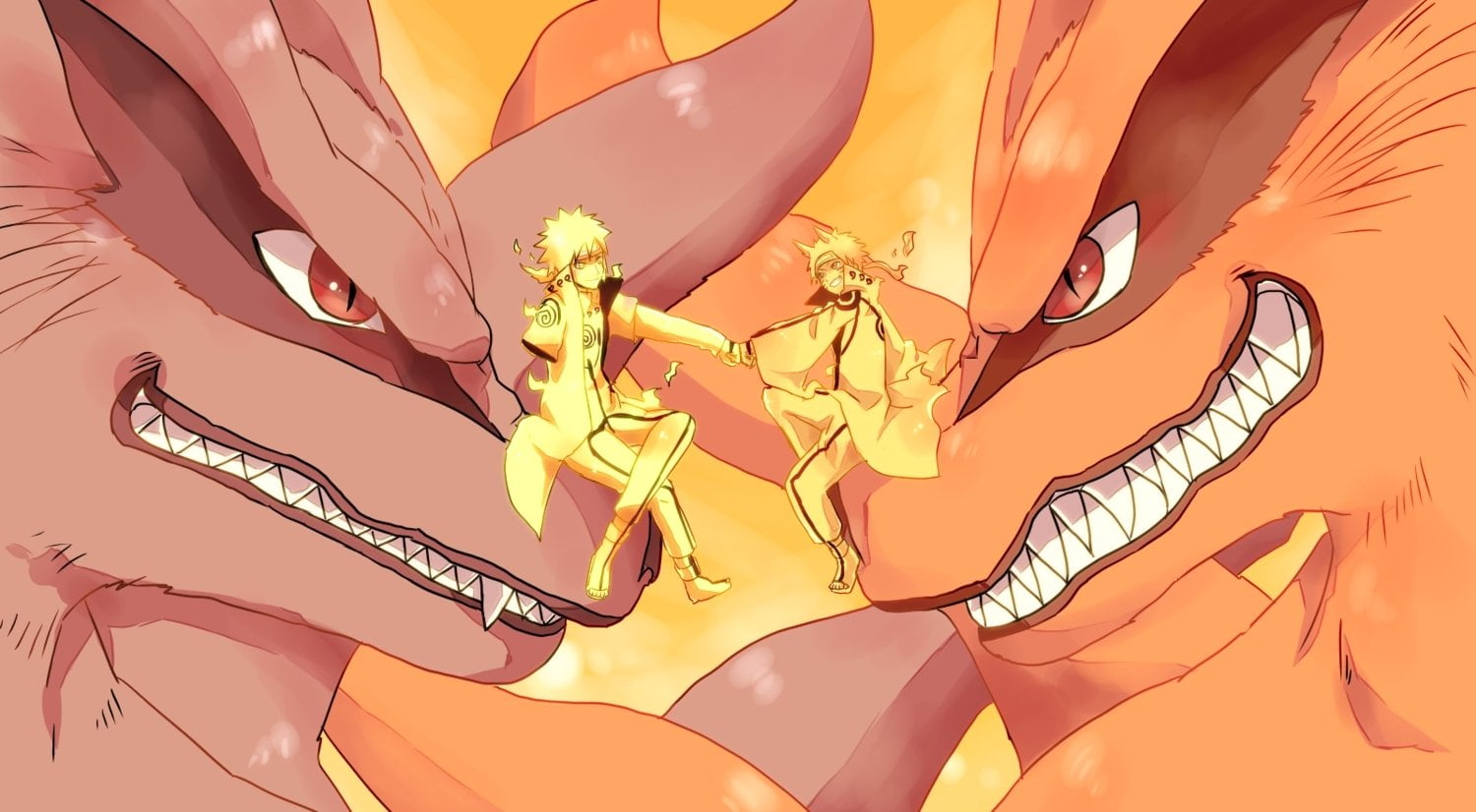 Kurama Y Naruto Minato - HD Wallpaper 