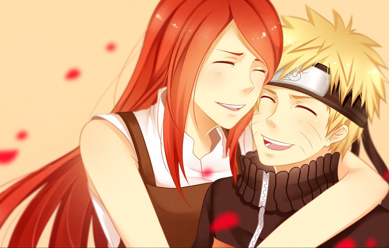 Photo Wallpaper Naruto, Anime, Art, Happy, Kushina - Mother And Son Happy Anime - HD Wallpaper 