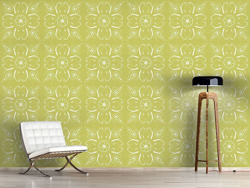 Design Wallpaper Bandana Mellow Green - Papier Peint Effet Beton - HD Wallpaper 