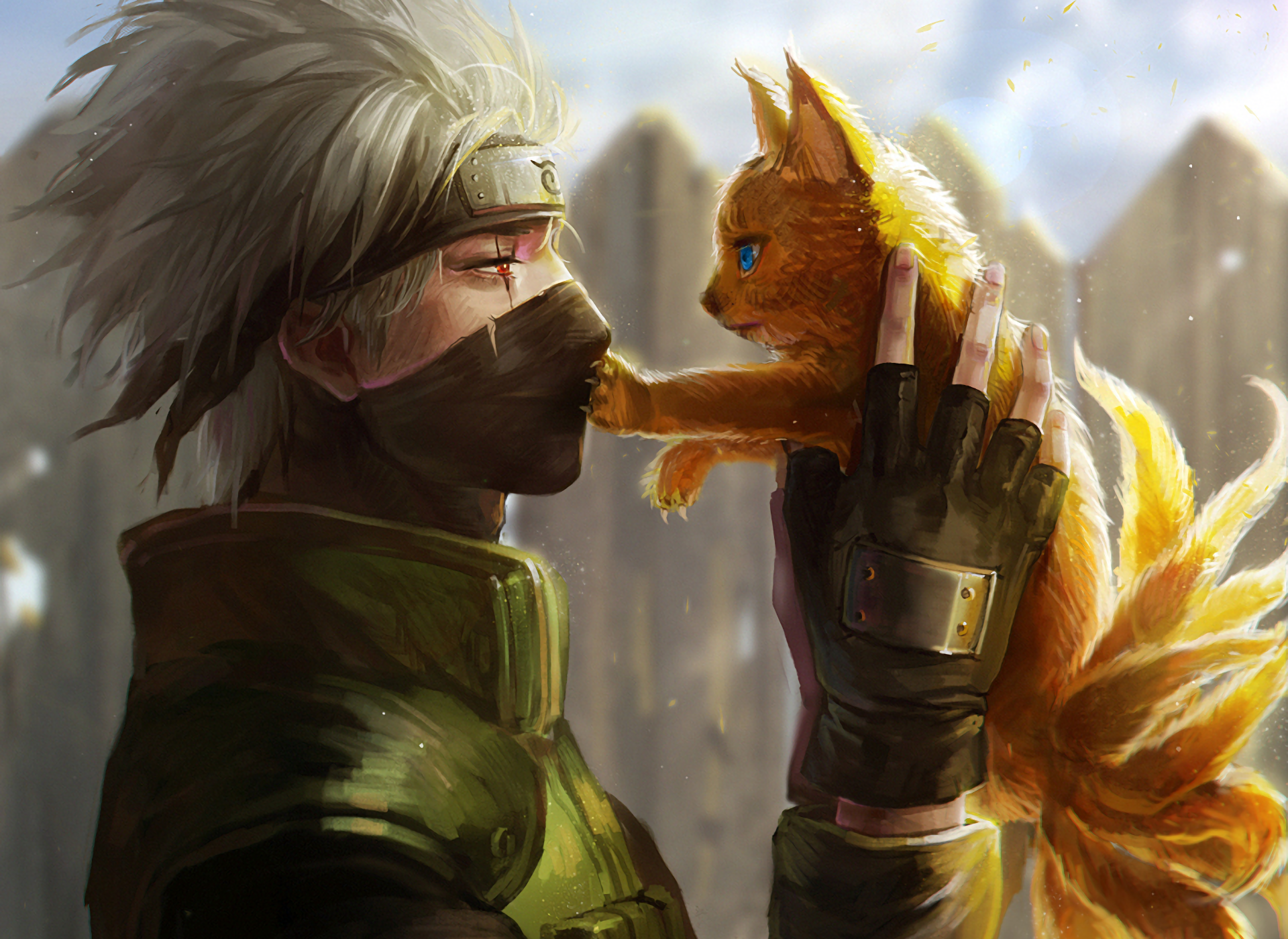 Kakashi And Cat - HD Wallpaper 