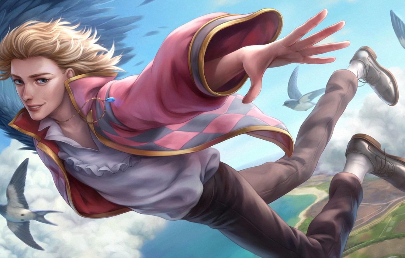 Photo Wallpaper Flight, Birds, Wing, Guy, Howl S Moving - Ходячий Замок Скачать На Телефон - HD Wallpaper 