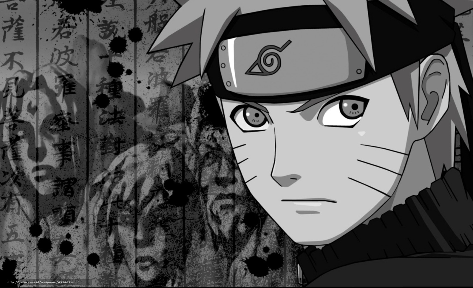 Download Wallpaper Naruto, Naruto, Black And White, - Naruto Black And White  - 1600x974 Wallpaper 