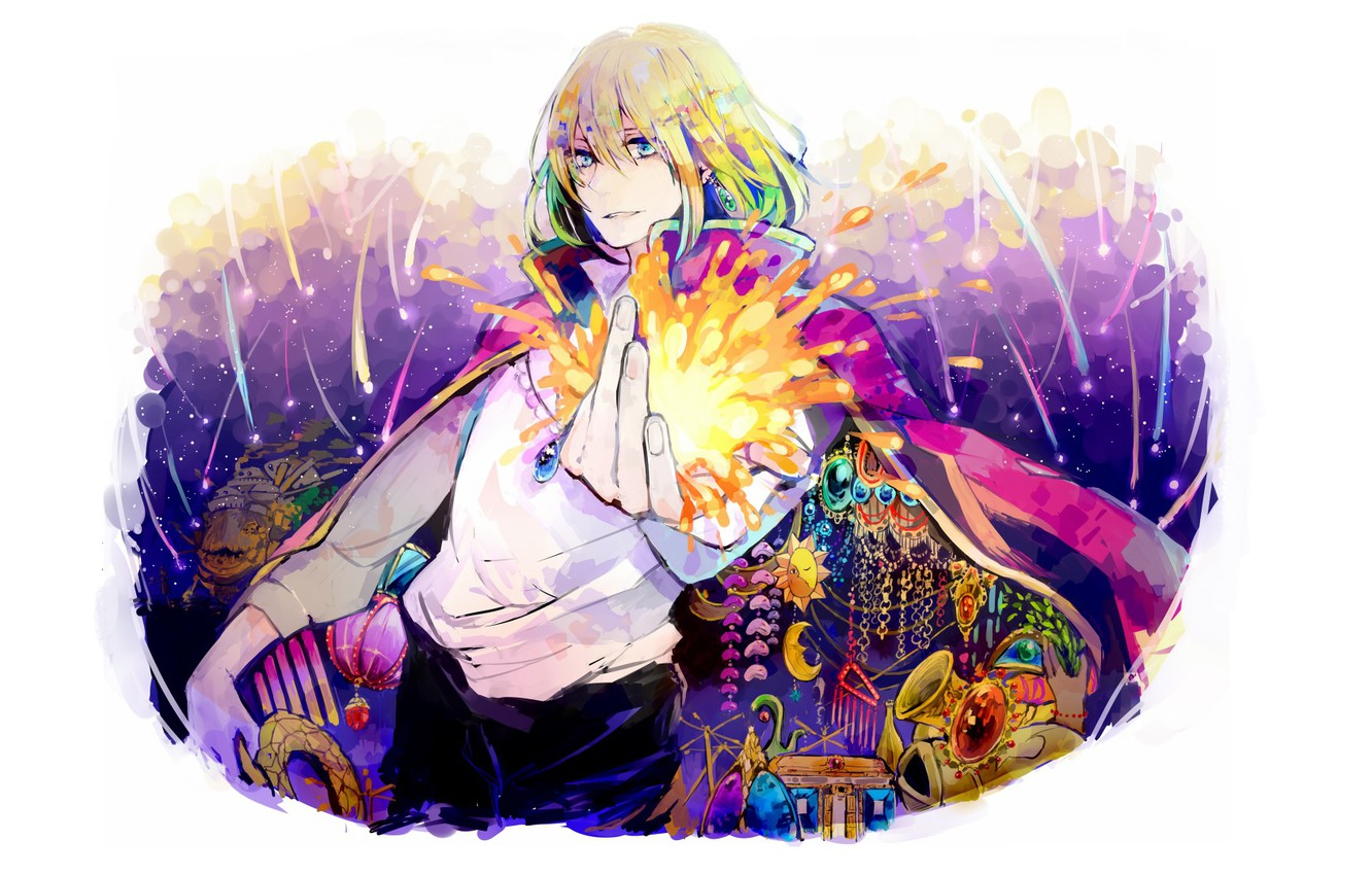 Photo Wallpaper Lights, Fire, Pendant, White Background, - Howls Moving Castle Art - HD Wallpaper 