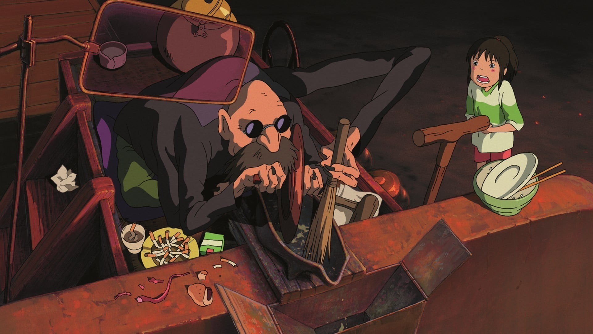 Chihiro And Kamaji - HD Wallpaper 