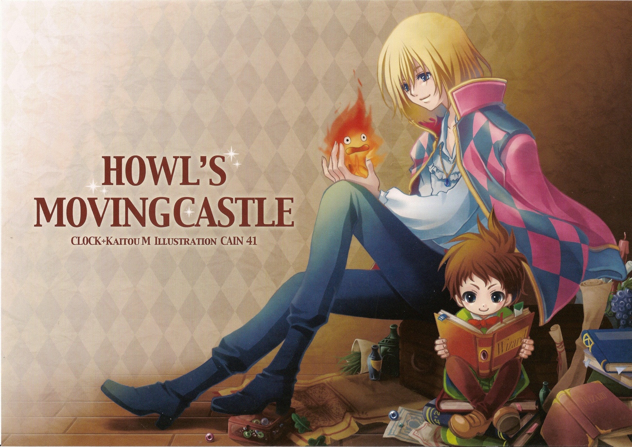 Hayao Miyazaki × Wallpaper - Howl's Moving Castle Calcifer And Howl - HD Wallpaper 