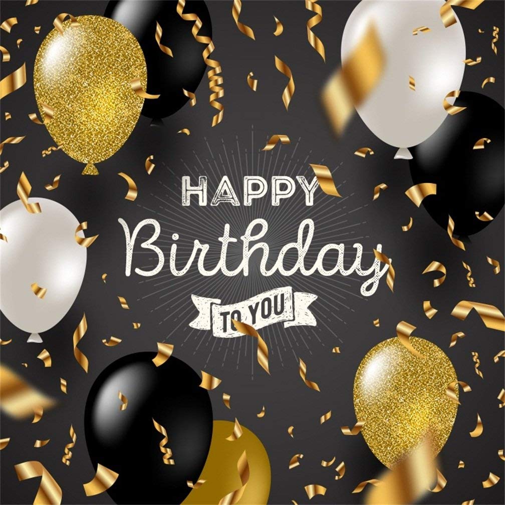 Happy Birthday Black And Gold Balloons - HD Wallpaper 