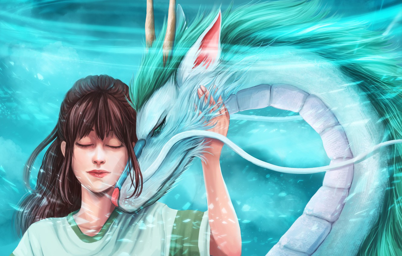 Photo Wallpaper Dragon, Fantasy, Girl, Haku, Spirited - Spirited Away Haku - HD Wallpaper 