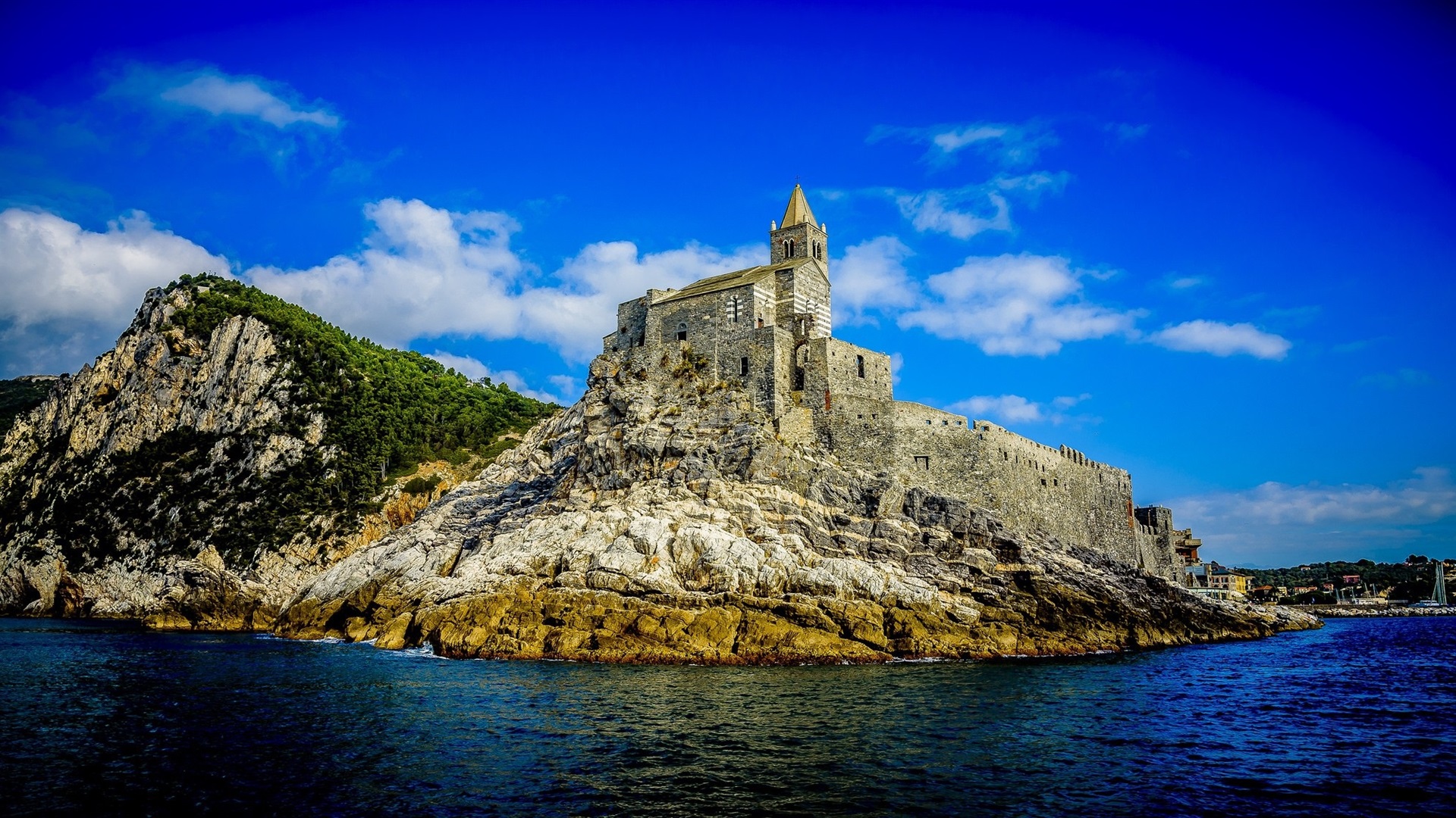 Wallpaper Portovenere, Sea, Castle, Island, Blue Sky - HD Wallpaper 
