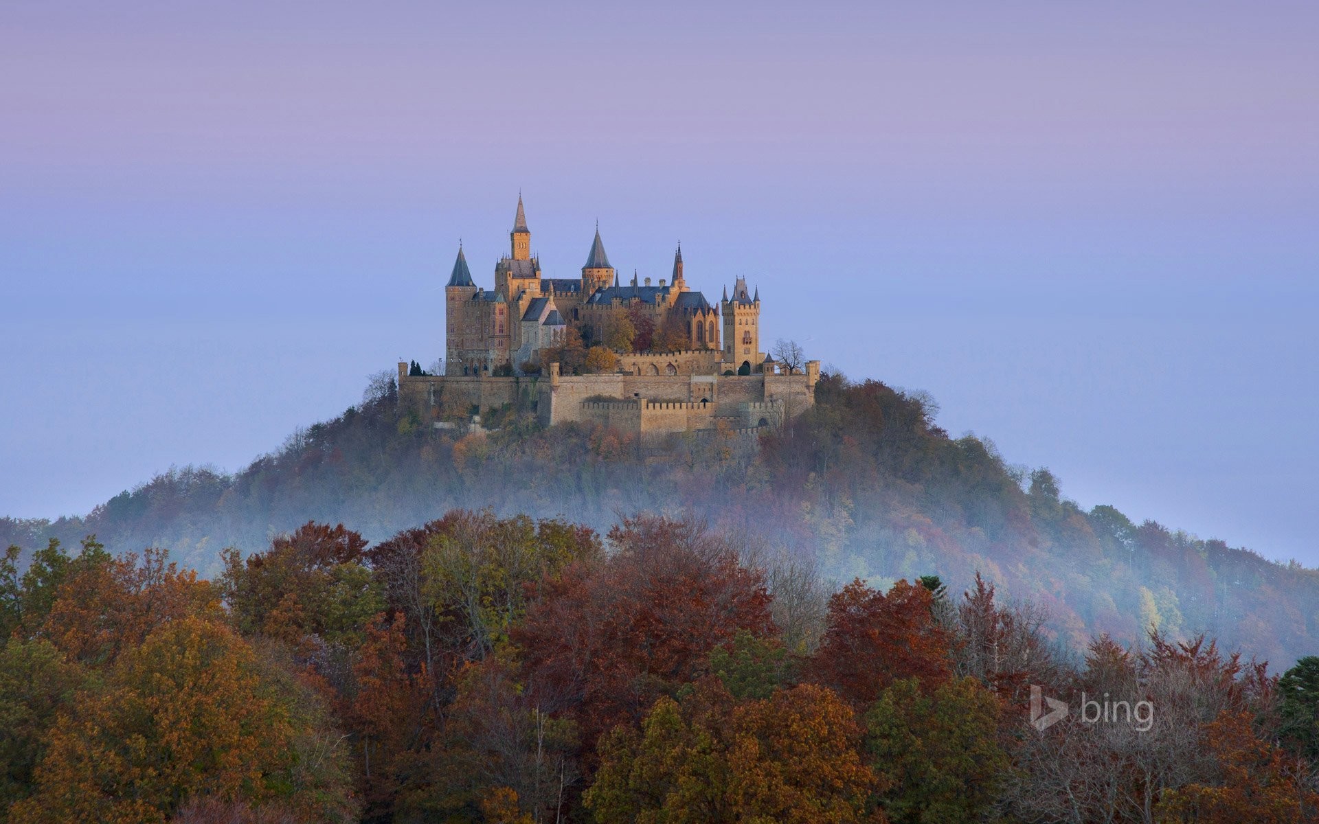 Germany Hohenzollern Castle Sky Mountain Forest Tree - Castle Close To Stuttgart - HD Wallpaper 
