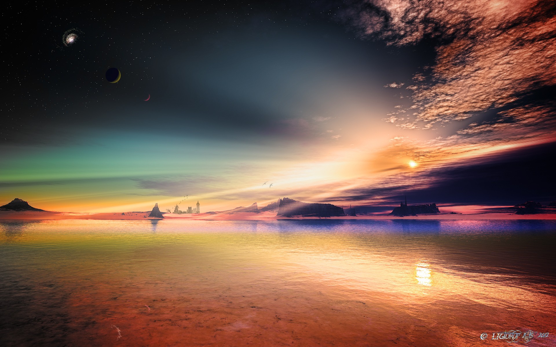 Sunset On An Alien Planet - HD Wallpaper 