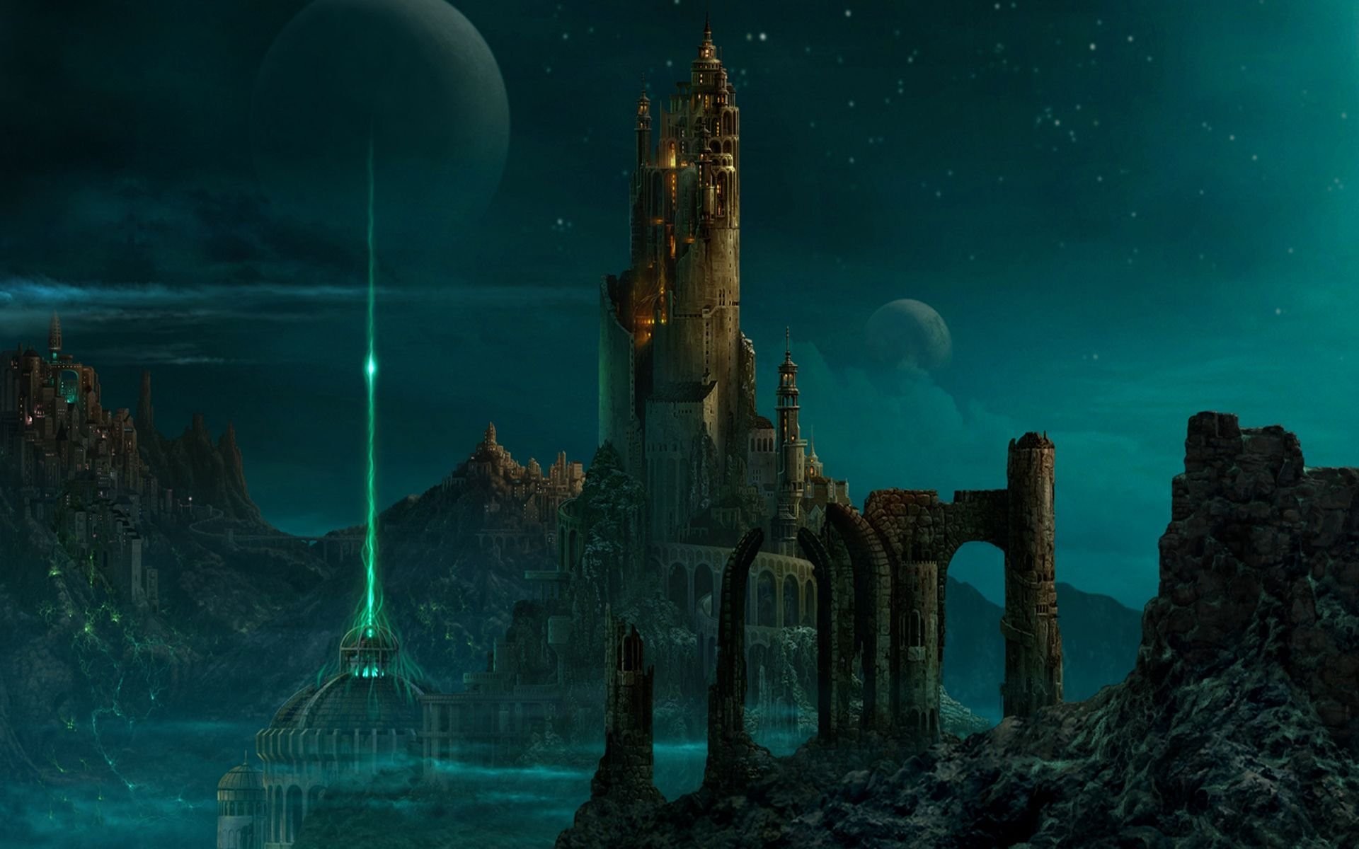 Night Sky Over Castle 
 Data-src - Pc Game - HD Wallpaper 