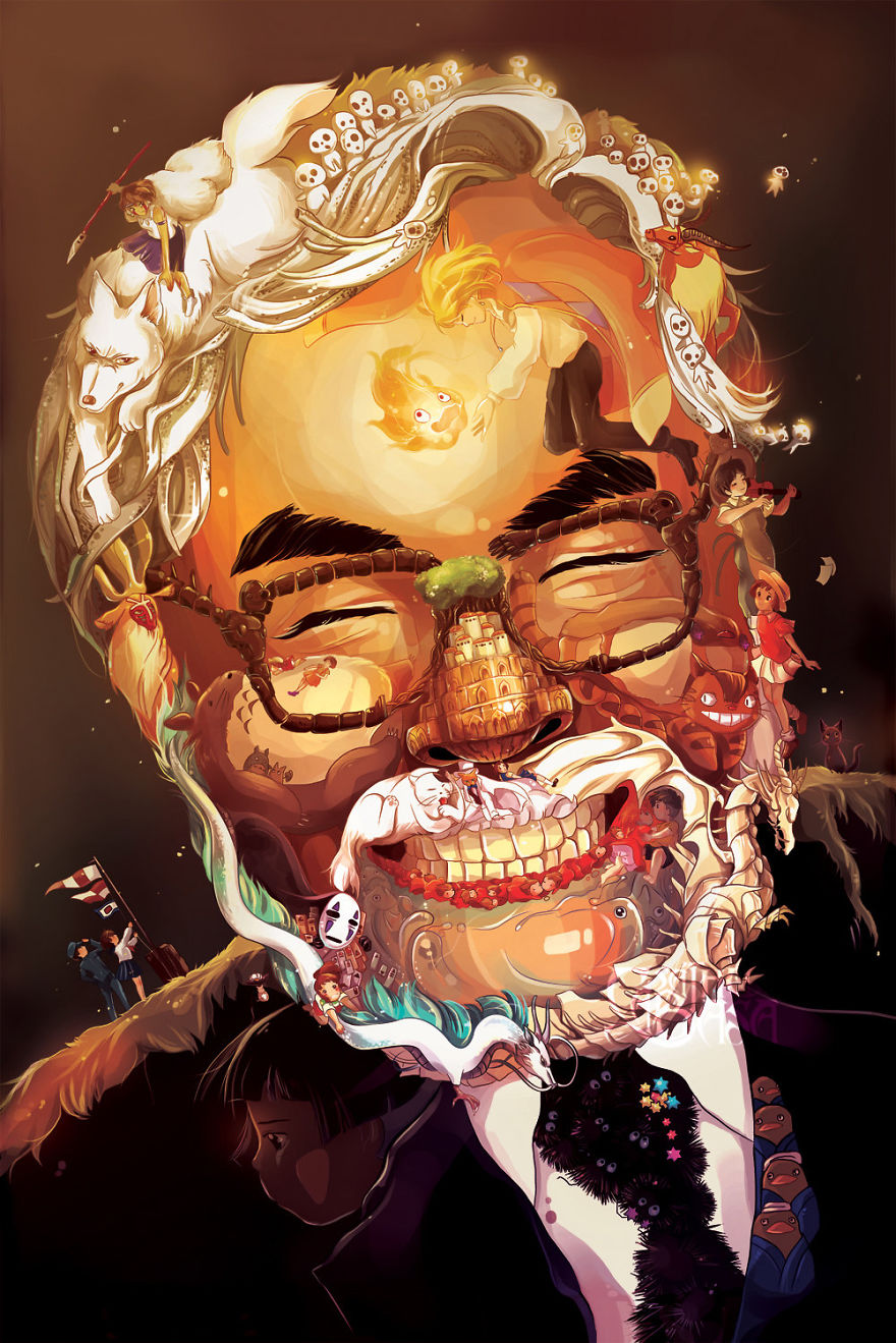 Hayao Miyazaki Art Portrait - Hayao Miyazaki Fan Art - HD Wallpaper 