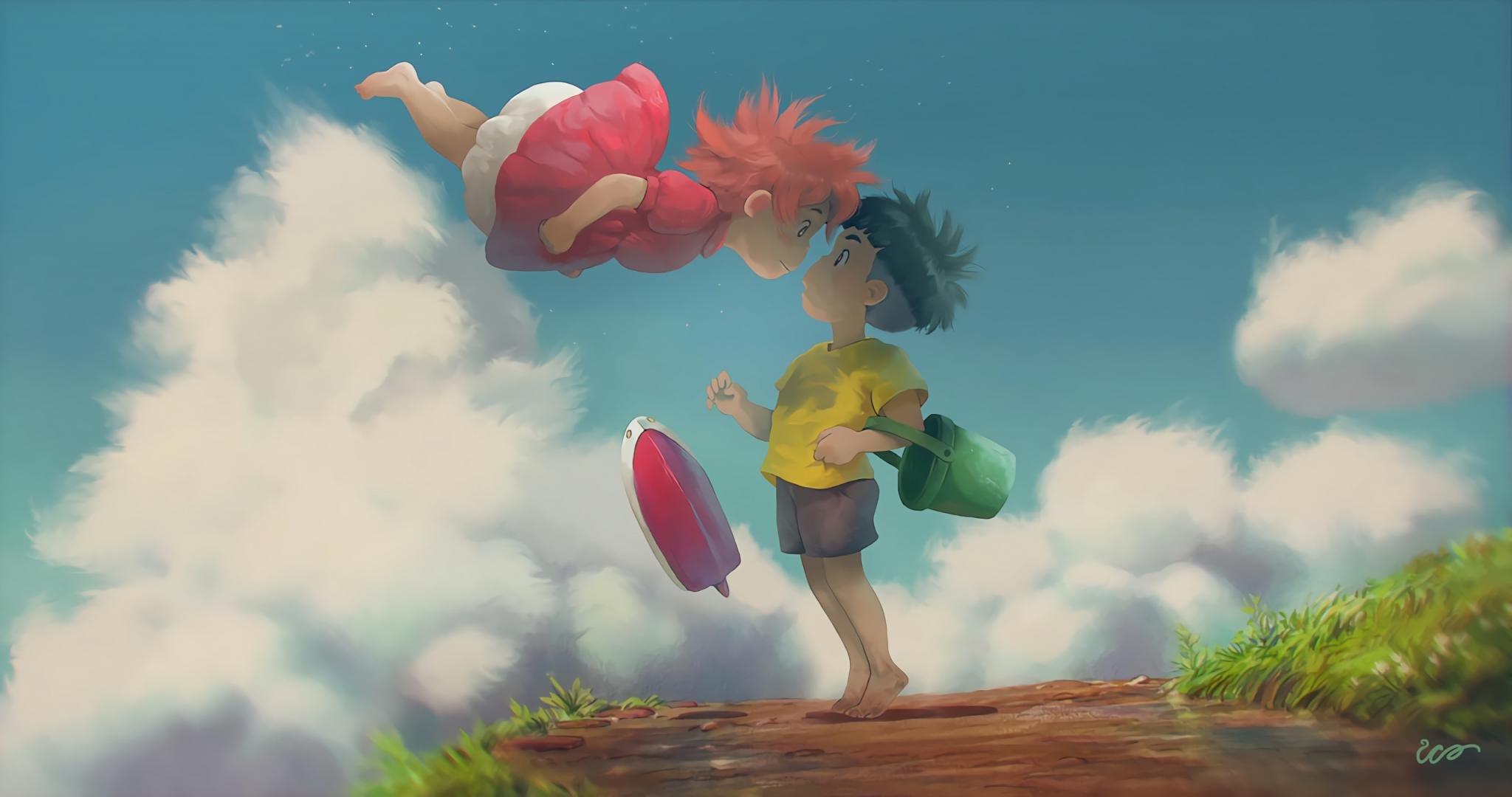 High Resolution Ponyo Hd Wallpaper Id - Ponyo Sur La Falaise - HD Wallpaper 