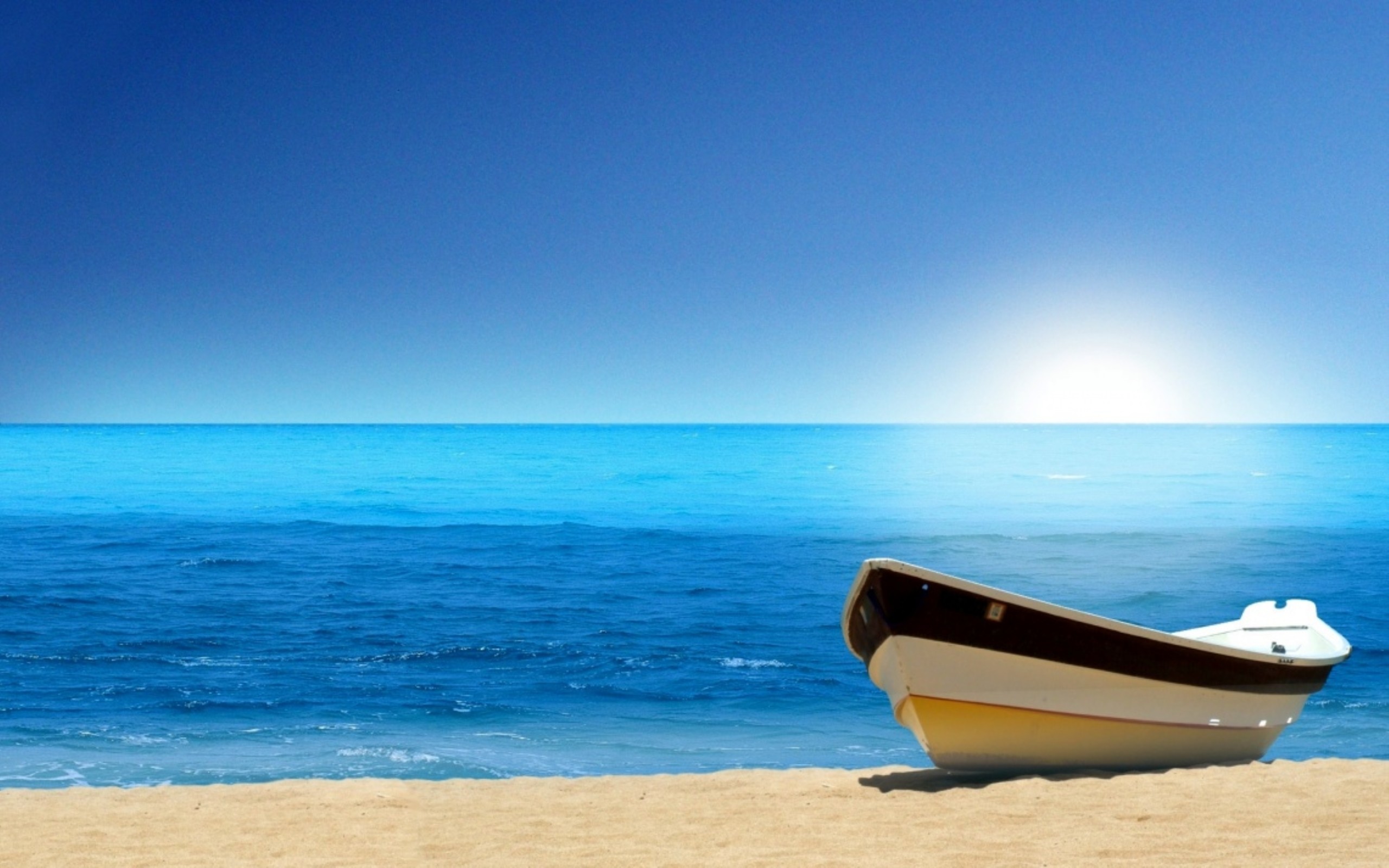 2560x1600, Boat Blue Ocean Beach Wallpaper Data Id - Beach Background Hd  For Photoshop - 2560x1600 Wallpaper 