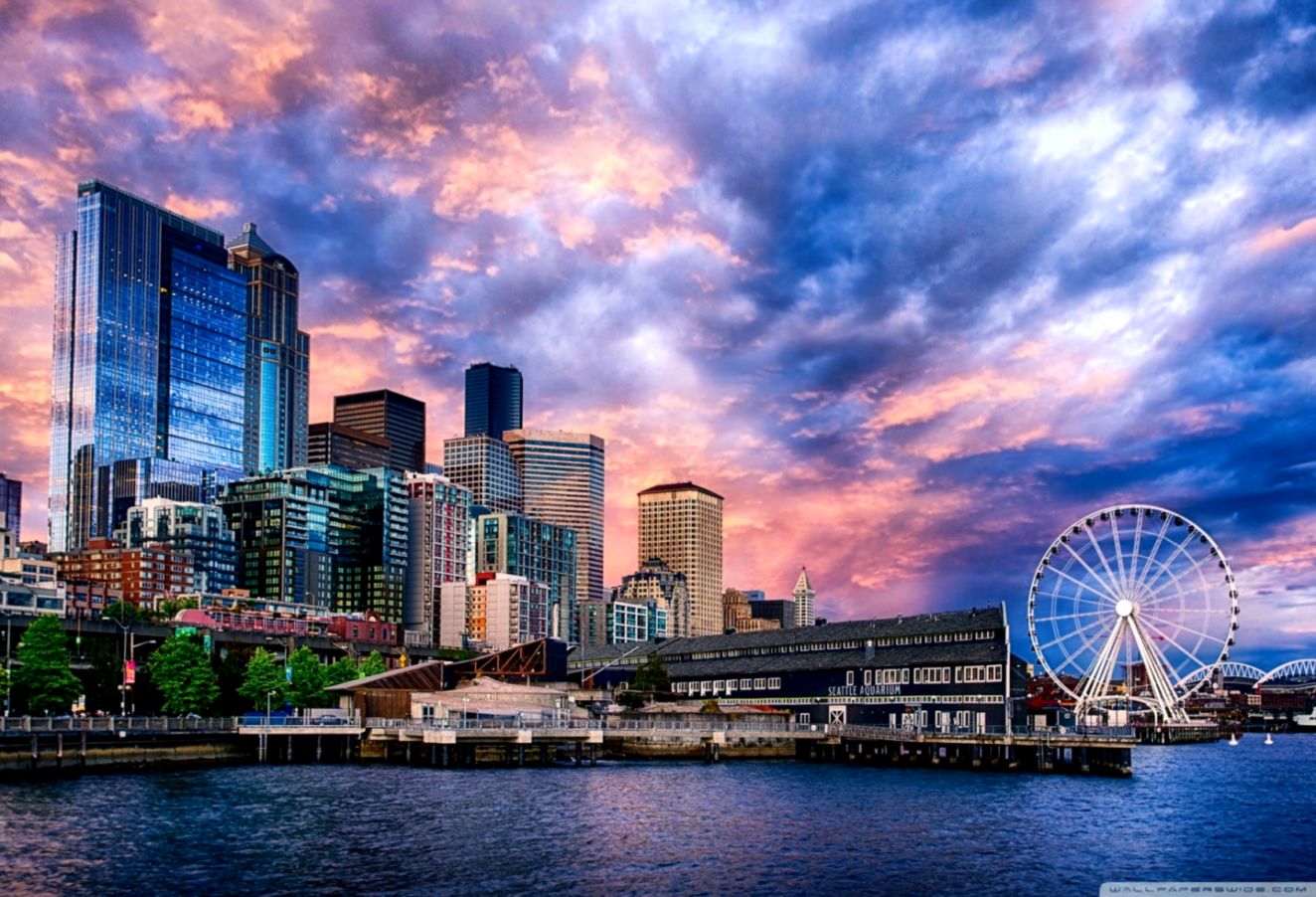 Seattle Great Wheel Washington Usa ❤ 4k Hd Desktop - Seattle - HD Wallpaper 