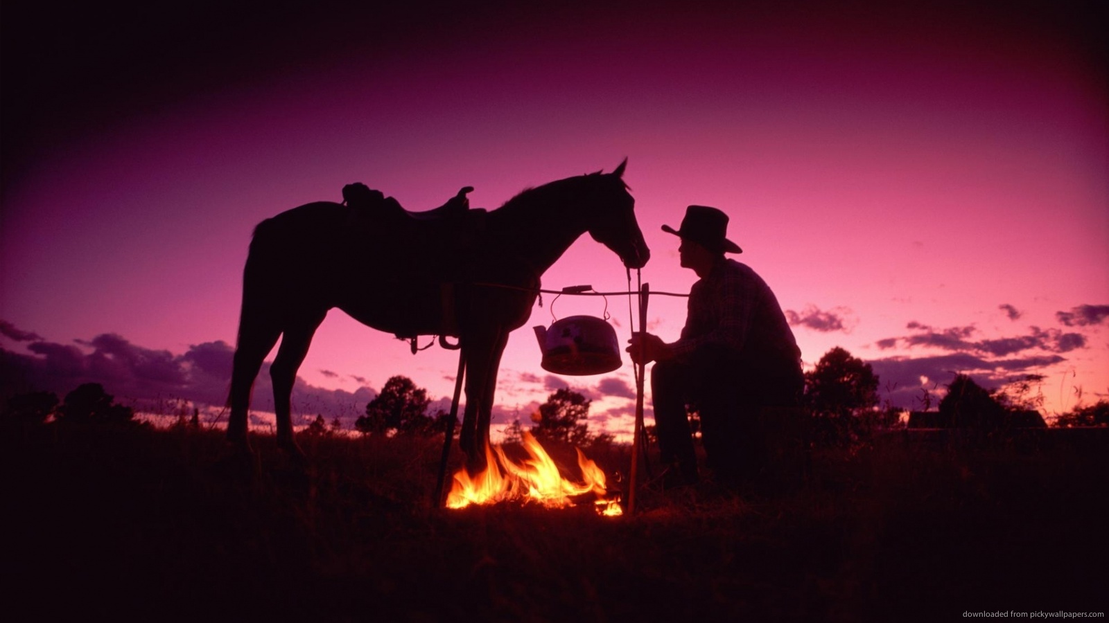 Horse And Campfire - HD Wallpaper 