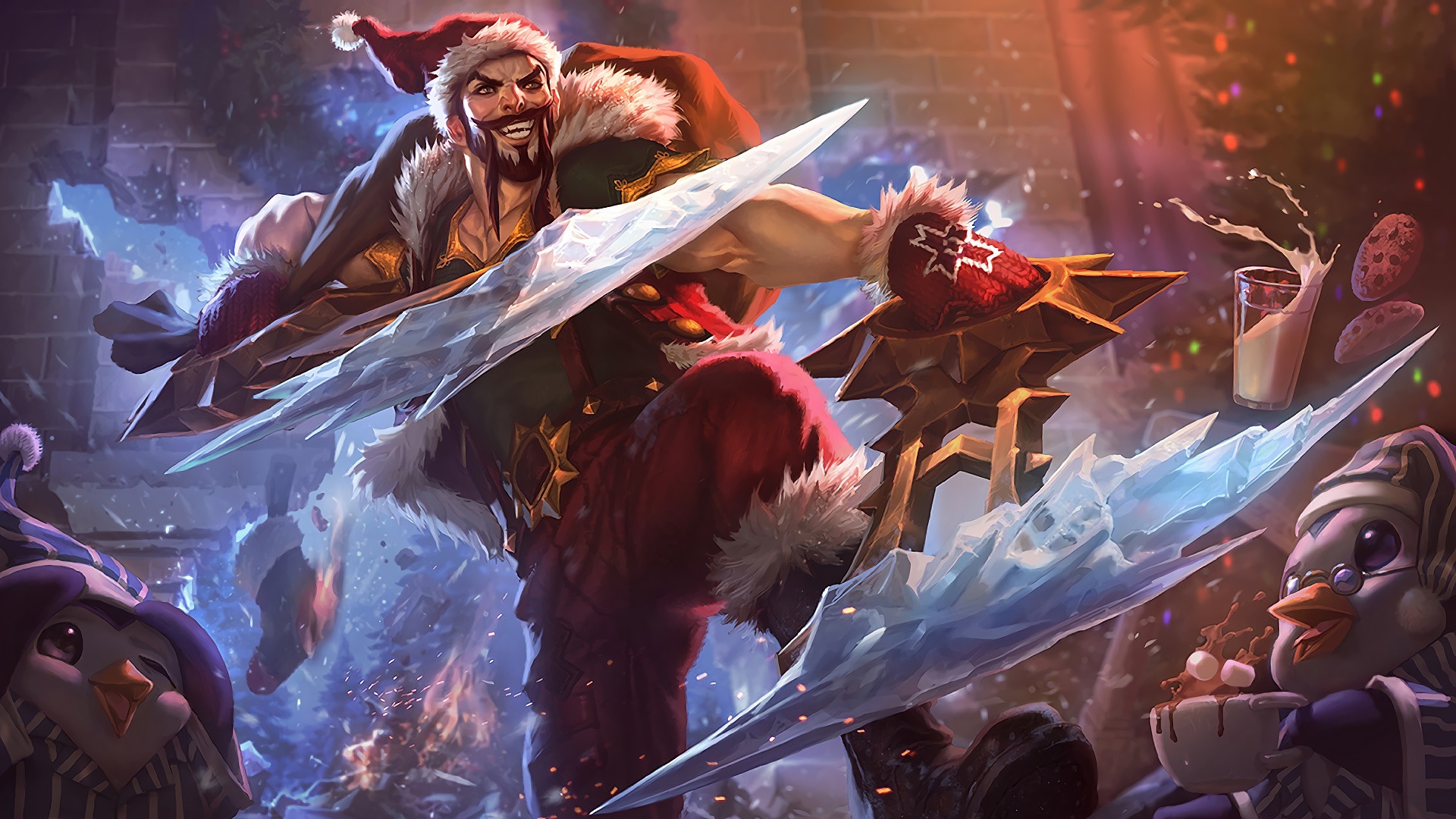 Wallpaper League Of Legends, Santa, Art Picture - Santa Draven Splash Art - HD Wallpaper 