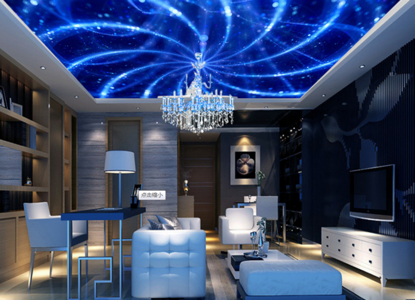 3d Art Blue 512 Ceiling Wallpaper Murals Wall Print - 3d Art House Ceiling - HD Wallpaper 